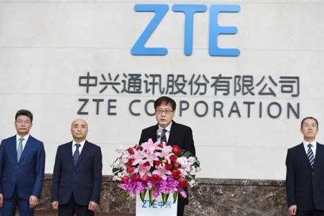 ZTE Corp's Chairman Yin Yimin speaks at a news conference at ZTE's headquarters in Shenzhen, Guangdong province, China. April 20, 2018. (Chen Wen/CNS via REUTERS)