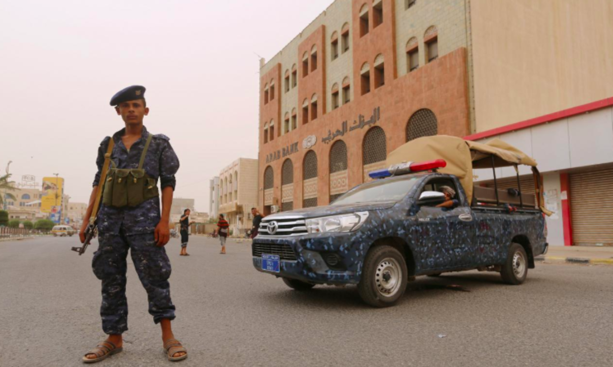 A pro-Houthi police trooper in the port city of Hodeidah, Yemen June 14, 2018. Credit: Reuters /Abduljabbar Zeyad