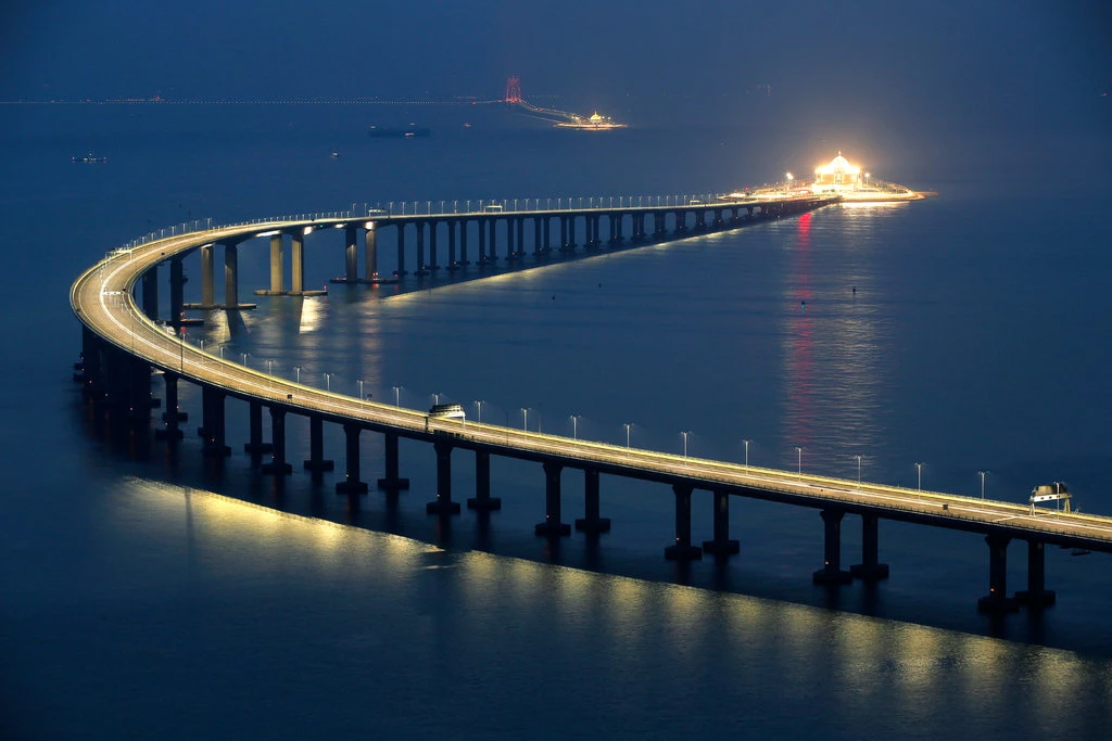 The Hong Kong-Zhuhai-Macau Bridge (HZMB), seen here from the Hong Kong side of the crossing, stretches 34 miles (55 kilometers) across the Pearl River Delta, connecting three major economic regions in southern China. Photo: Kin Cheung/AP