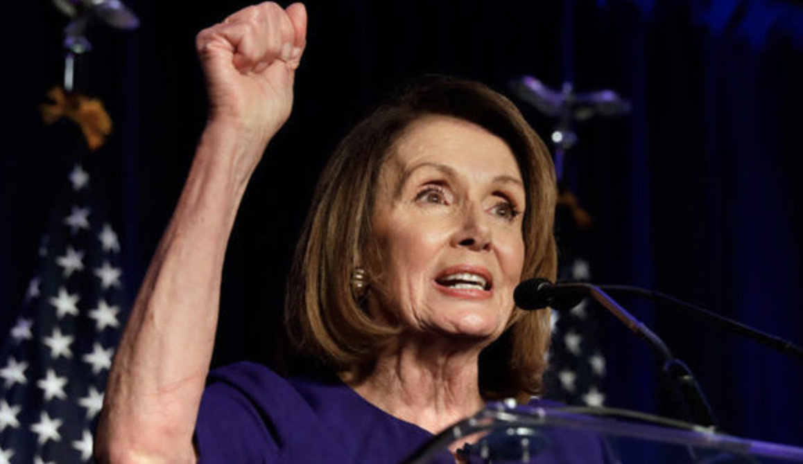 House Minority Leader Nancy Pelosi gives a press briefing. Credit: Sky News