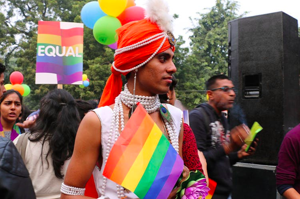 A proud LGBTQ+ marcher at Delhi’s 11th annual Pride Parade; Photo: LBB