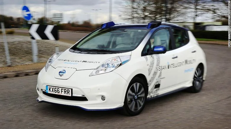 Driverless car demonstration by a prototype Nissan Leaf in London. Photo Credit: Philip Toscano/pa Images/Getty Images/ CNN