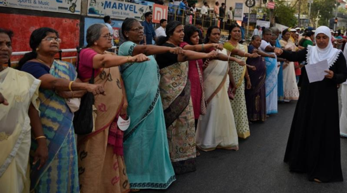 Thousands of women joined to form a 620-km human chain in support of the court’s decision. Photo: RS Iyer/AP