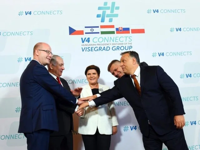 Israeli PM Netanyahu with leaders of the V4 countries: Hungarian PM Orban, Czech Republic PM Sobotka, Polish PM Szydło and Slovakian PM Fico. Photo. Source: Haim Zach (GPO)