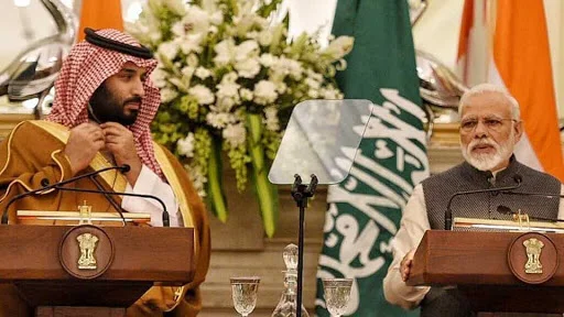 Prime Minister Modi and Prince Mohammad bin Salman at a joint press conference on Wednesday at the Hyderabad House in New Delhi; Photo: Hindustan Times