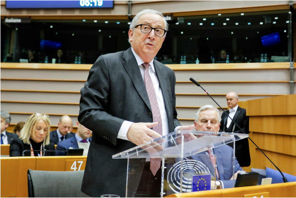 Luxembourger Jean-Claude Juncker, President of the European Union’s European Commission (EC) from the European People’s Party (EPP), gives opening statements at the Jan. 30, 2019 plenary session of the European Parliament on the matter of Brexit. Photo: European Parliament/Daina Le Lardic