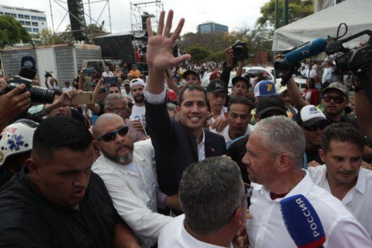 Juan Guaidó arriving to a rally in Caracas. Photo: USA Today