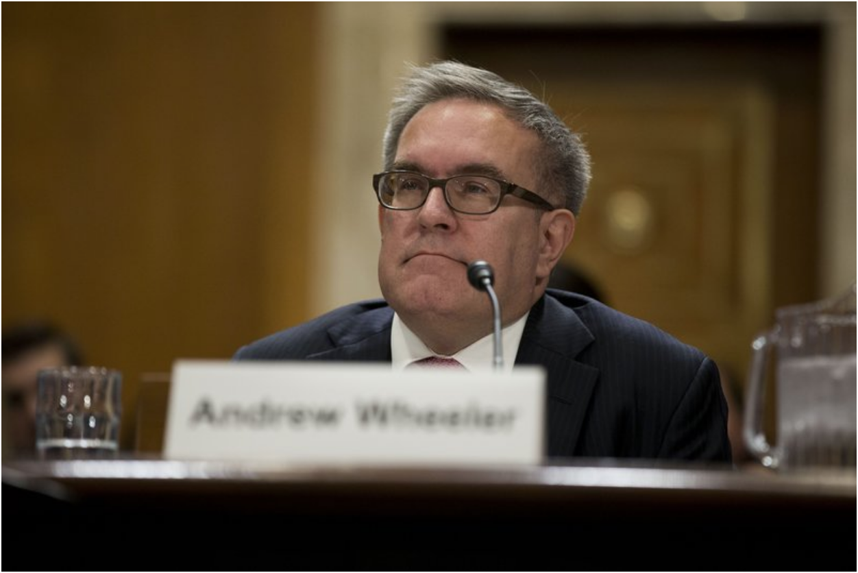 Andrew Wheeler during his confirmation hearing to be Deputy Administrator of the Environmental Protection Agency in 2017. Photo: REX/ ShutterStock