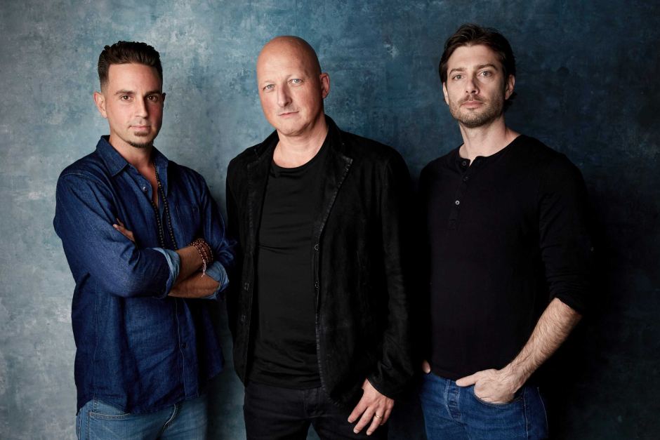 Wade Robson and James Safechuck with Leaving Neverland director Dan Reed. Photo: ABC