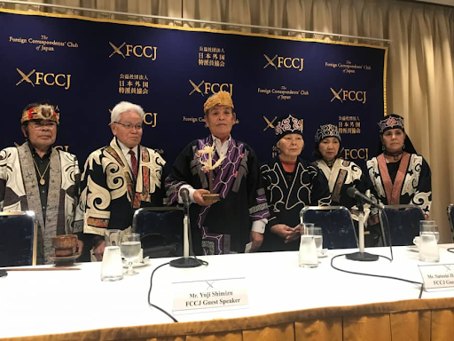 Representatives of Ainu rights groups hold a press conference at the Foreign Correspondents’ Club of Japan on Mar. 1, 2019. Photo: KYODO/Japan Times