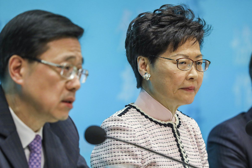 Hong Kong Chief Executive Carrie Lam Cheng Yuet-ngor (right) and Secretary for Security John Lee Ka-chiu address criticism surrounding the proposed amendments to Hong Kong’s extradition laws. Photo: Sam Tsang/South China Morning Post .