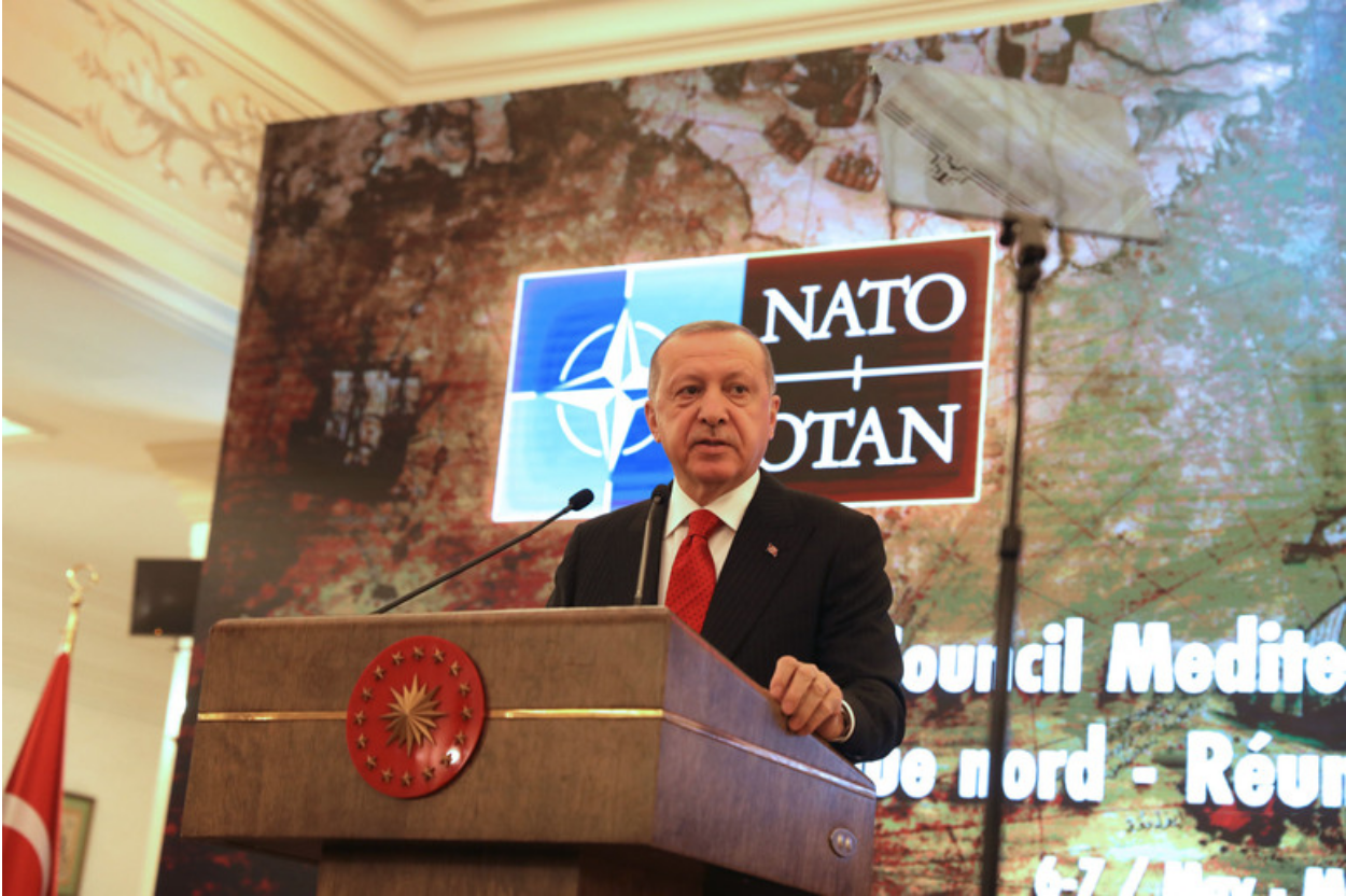 Turkish President Recep Tayyip Erdogan addresses the NATO Mediterranean Dialogue held in Ankara on May 6, 2019. Photo: NATO