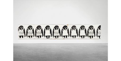 Banksy’s Laugh Now (2002). Photo. Phillips.