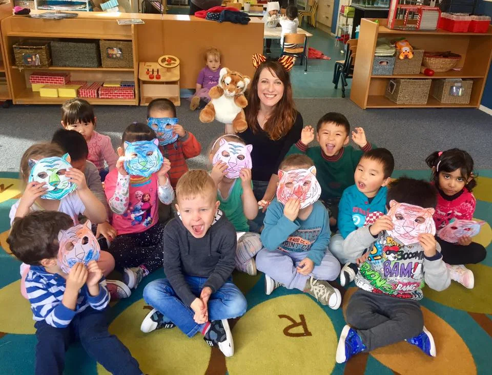 Teacher, Dawn Glover , and Our Lil' Lantern students at 1 + 1 Preschool.