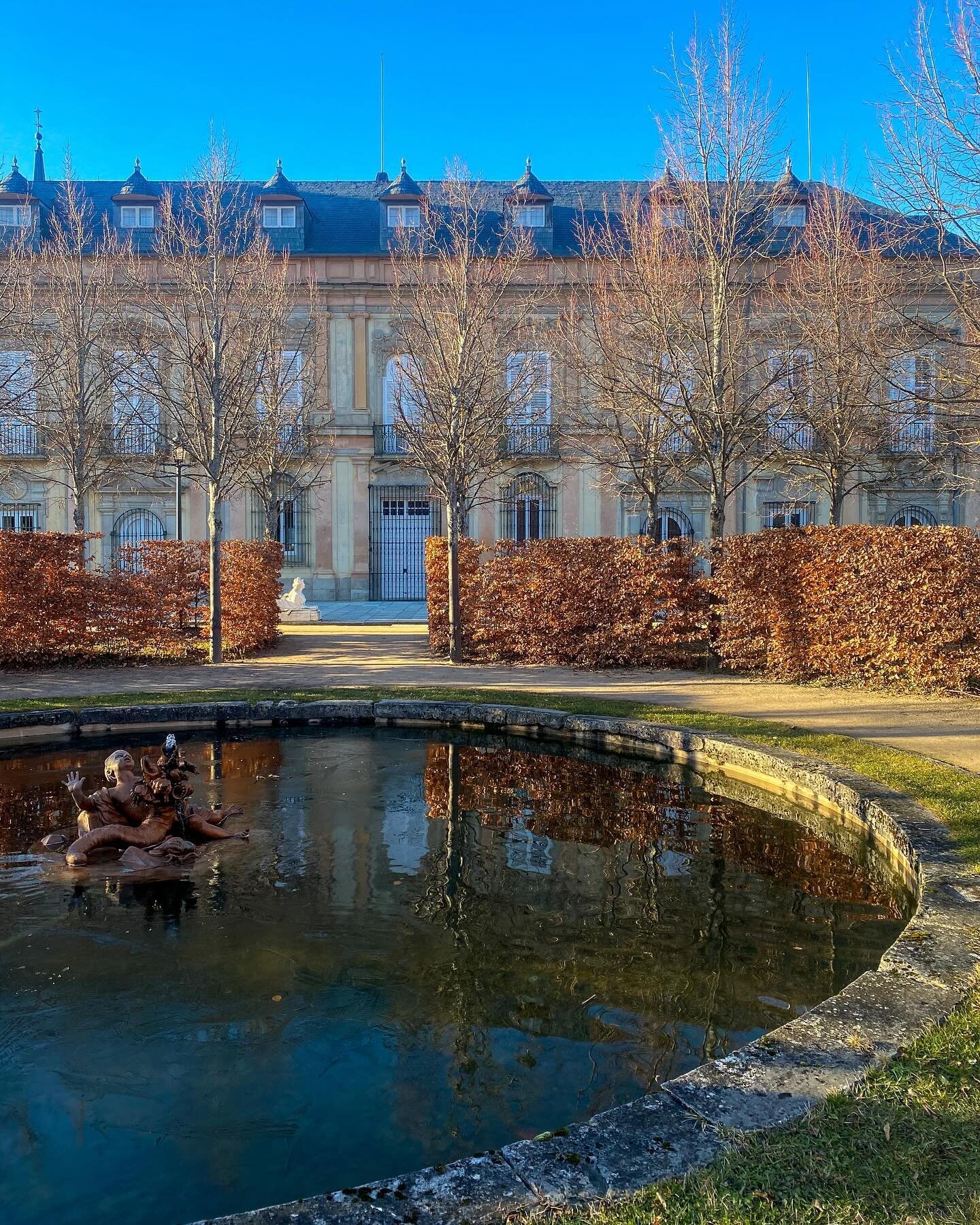 We were lucky to be able to enjoy some winter sunshine in Spain over Christmas.

The Palace Gardens in La Granja are a fascinating superimposition of French formal garden style over a steeply sloping topography which culminates in a lake with a contr
