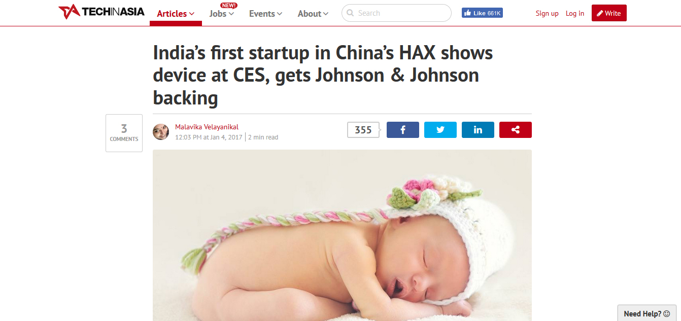 India’s first startup in China’s HAX shows device at CES, gets Johnson & Johnson backing