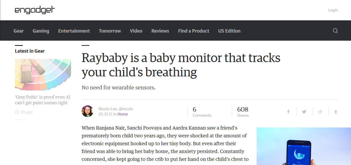 Raybaby is a baby monitor that tracks your child's breathing