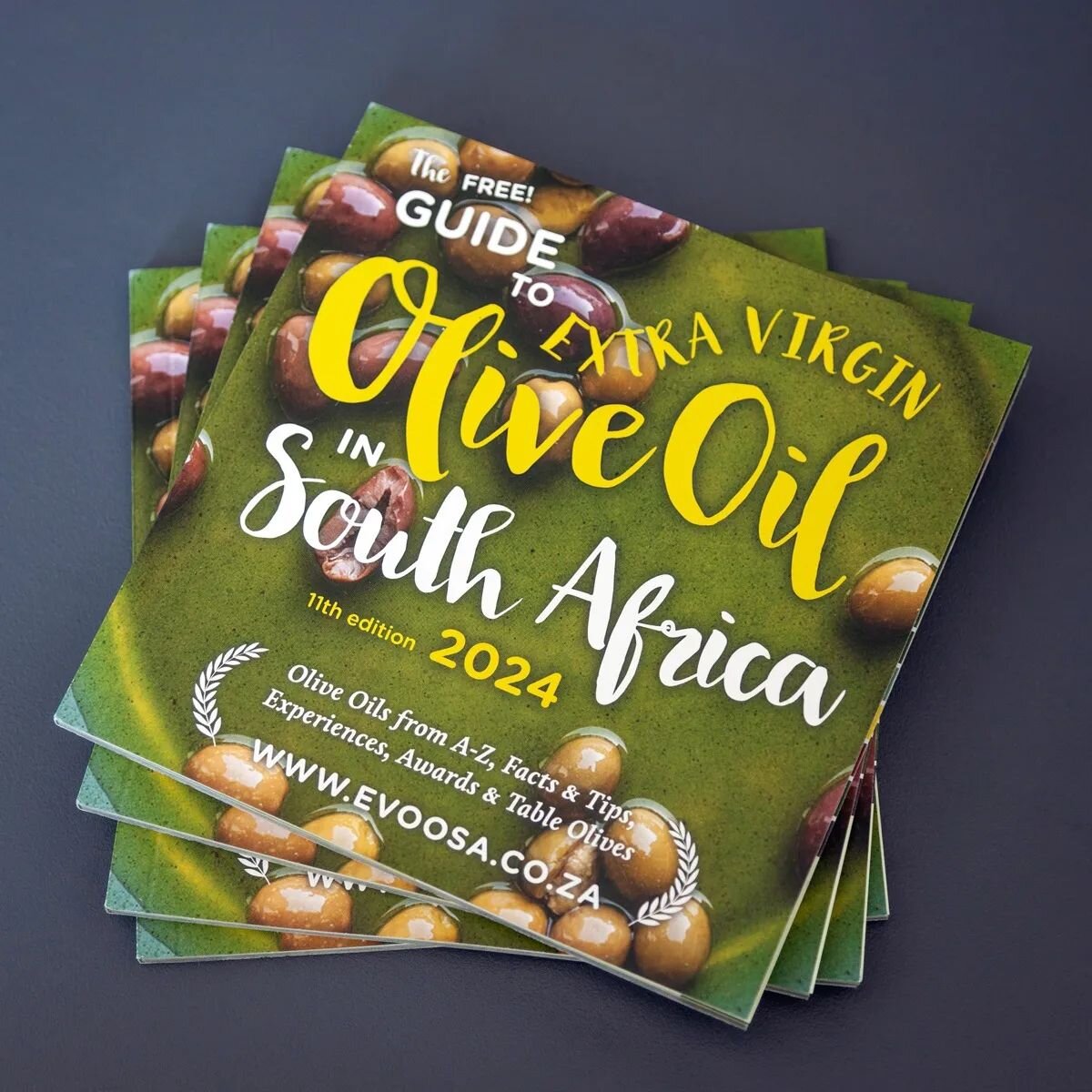 We're excited to announce that the 2024 printed edition of the Guide to Extra Virgin Olive Oil in South Africa (EVOOSA) is currently in distribution!

Every year, we print 10,000 booklets and give them away free through retail outlets, participating 