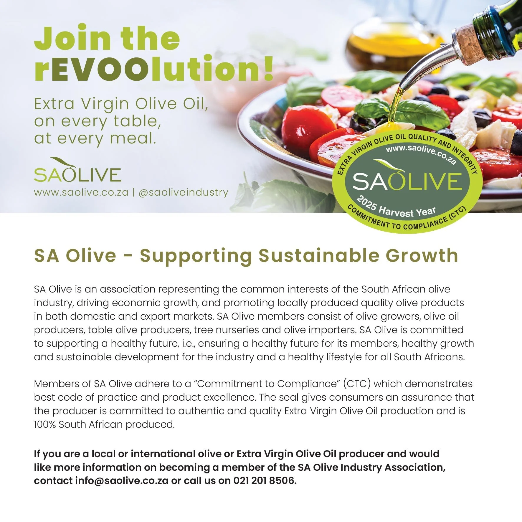 Ad: SA Olive is an association representing the common interests of the South African olive industry