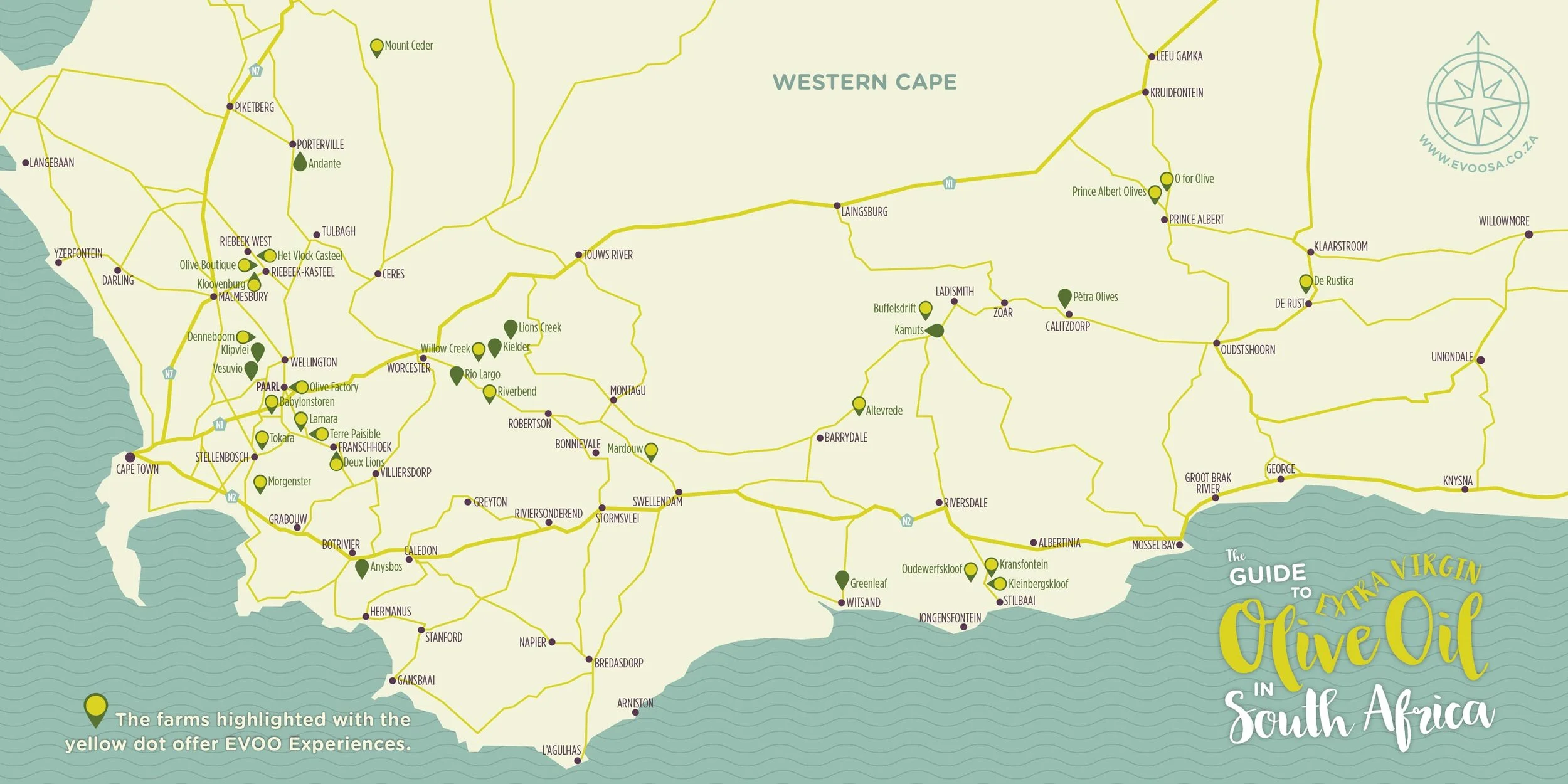 Map of South African Extra Virgin Olive Oils 2026