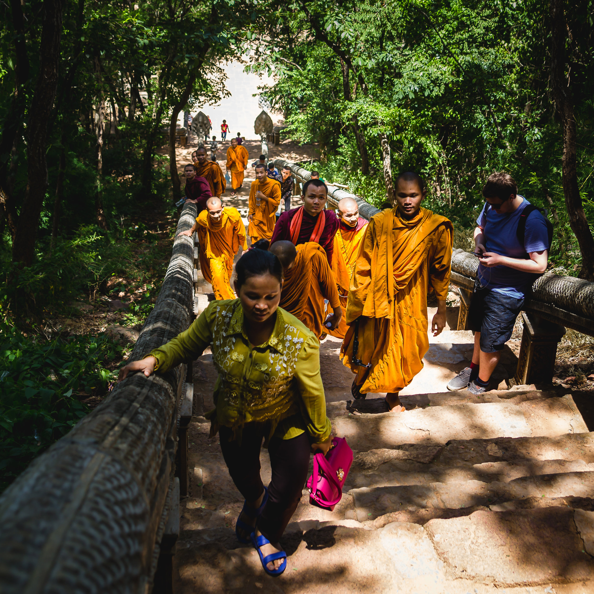 The Lady and the Monks - a Temple in Cambodia, 2016
