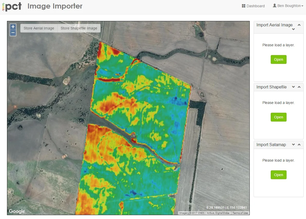 Satamap data stretched across individual paddocks in PCT’s AgCloud
