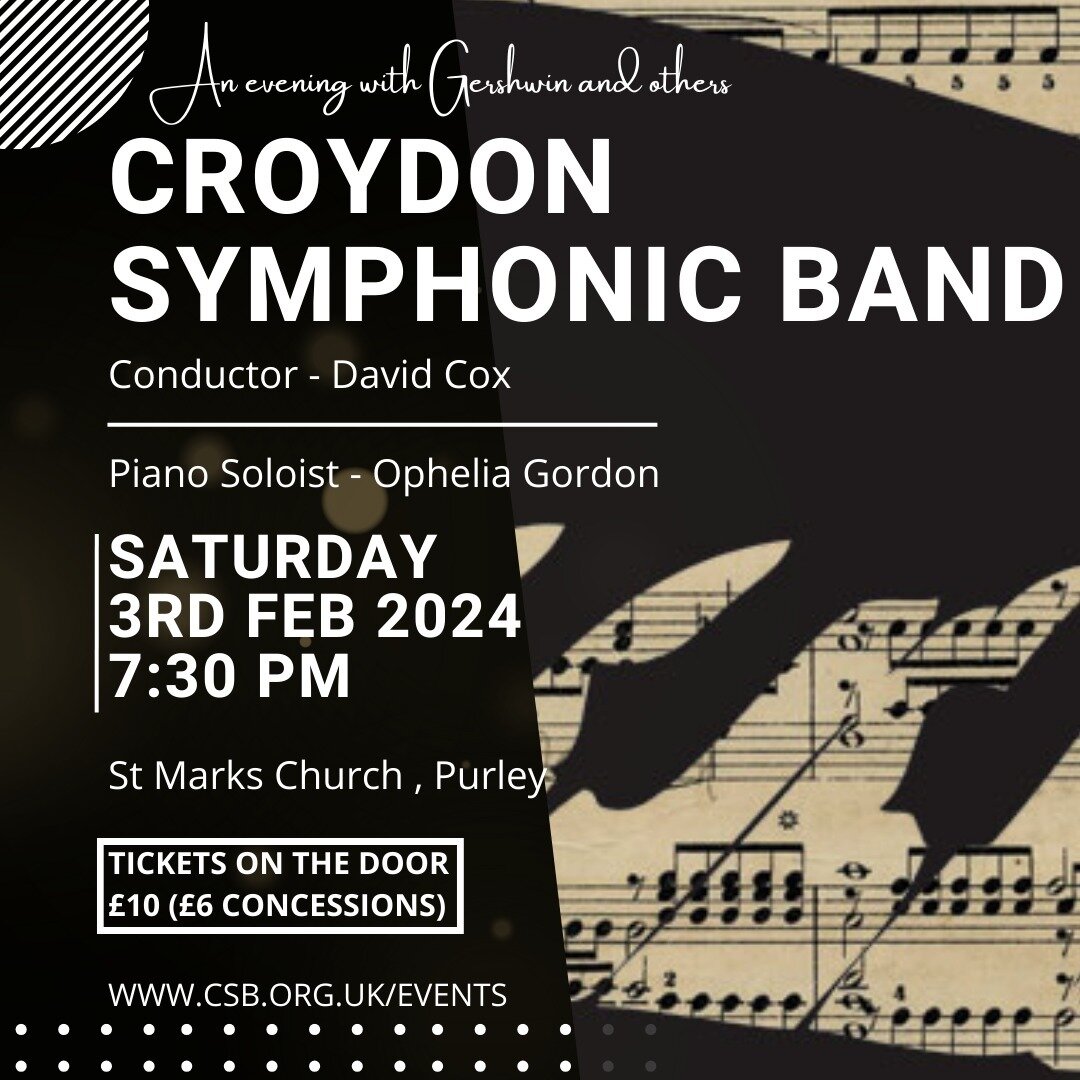 Less than one week to go! Exciting programme of music by Gershwin and others, including the fabulous Rhapsody in Blue with a fantastic piano soloist, Ophelia Gordon www.opheliagordon.com
** 60+ musicians
** Tickets &pound;10 (&pound;6 concessions) on