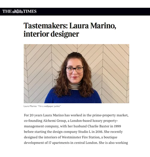 THE TIMES TASTEMAKERS: LAURA MARINO, INTERIOR DESIGNER