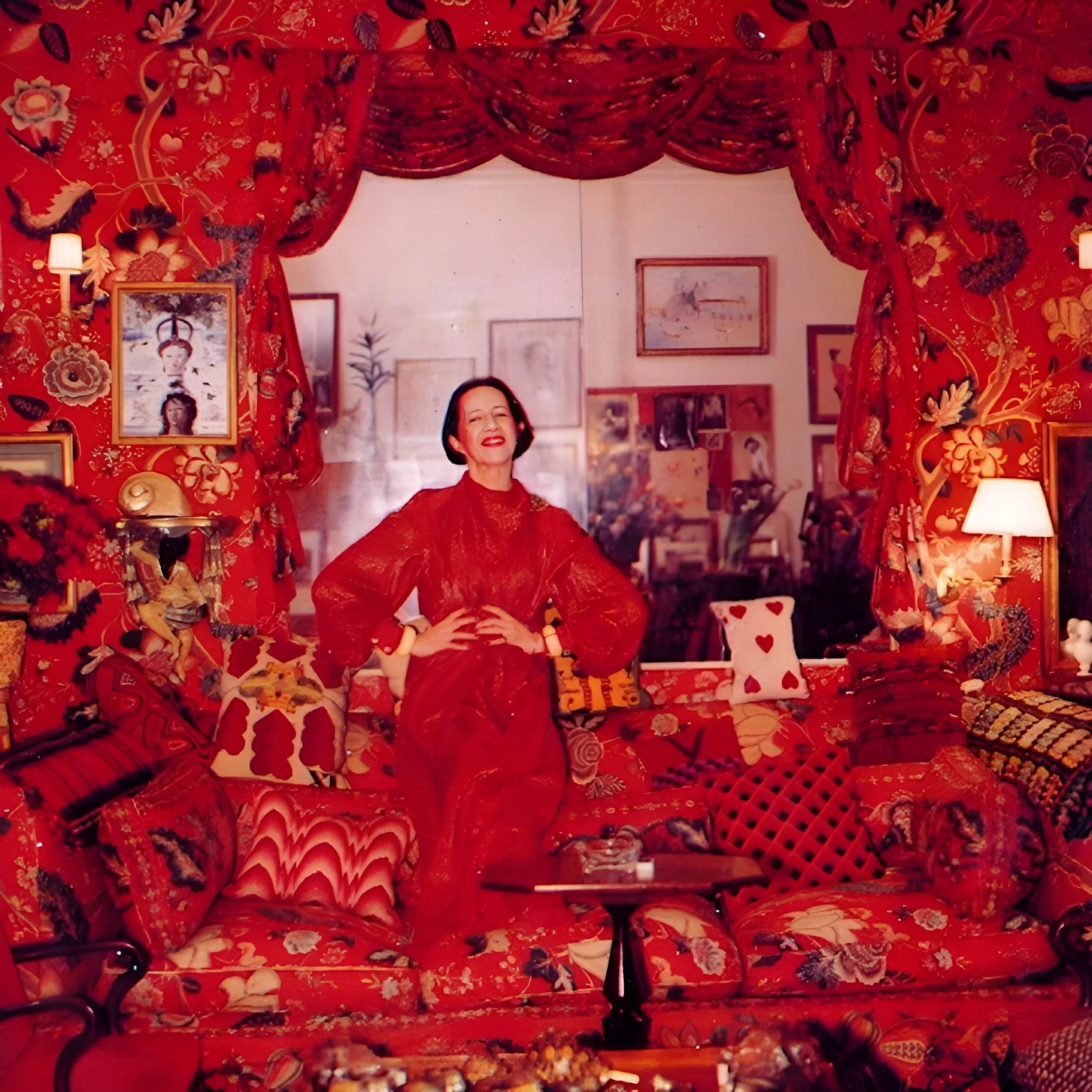   Vreeland's proudly posing in her Park Ave apartment designed by Baldwin. 