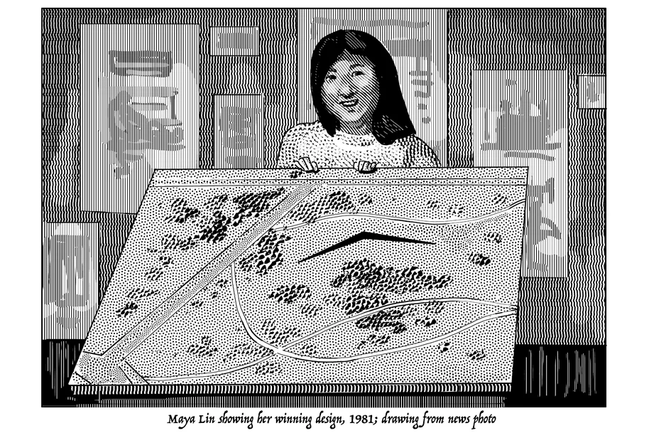 Maya Lin with Vietnam Veterans Memorial Design.jpg