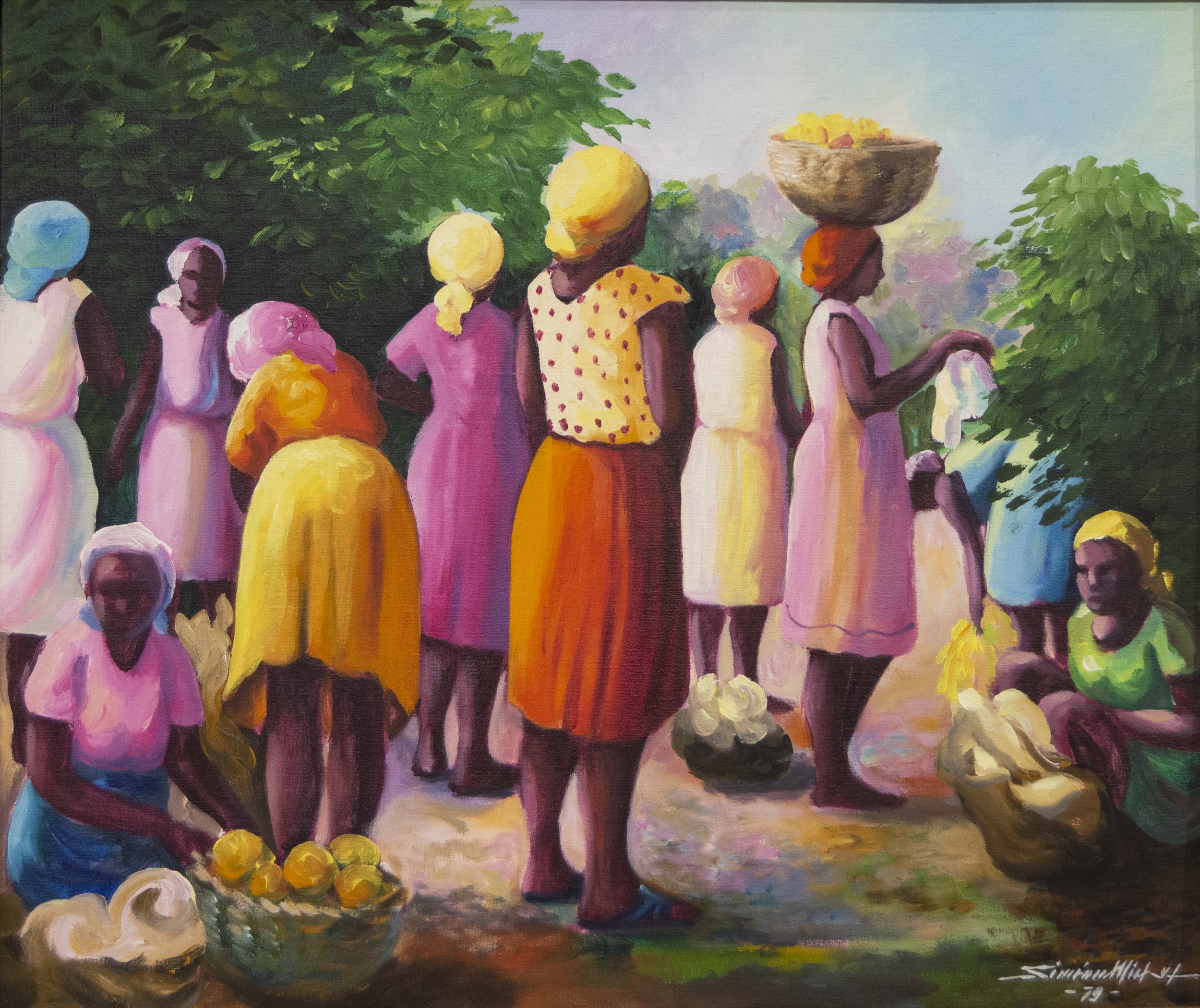 Simeon Michel, untitled [market scene with female figures], 1979