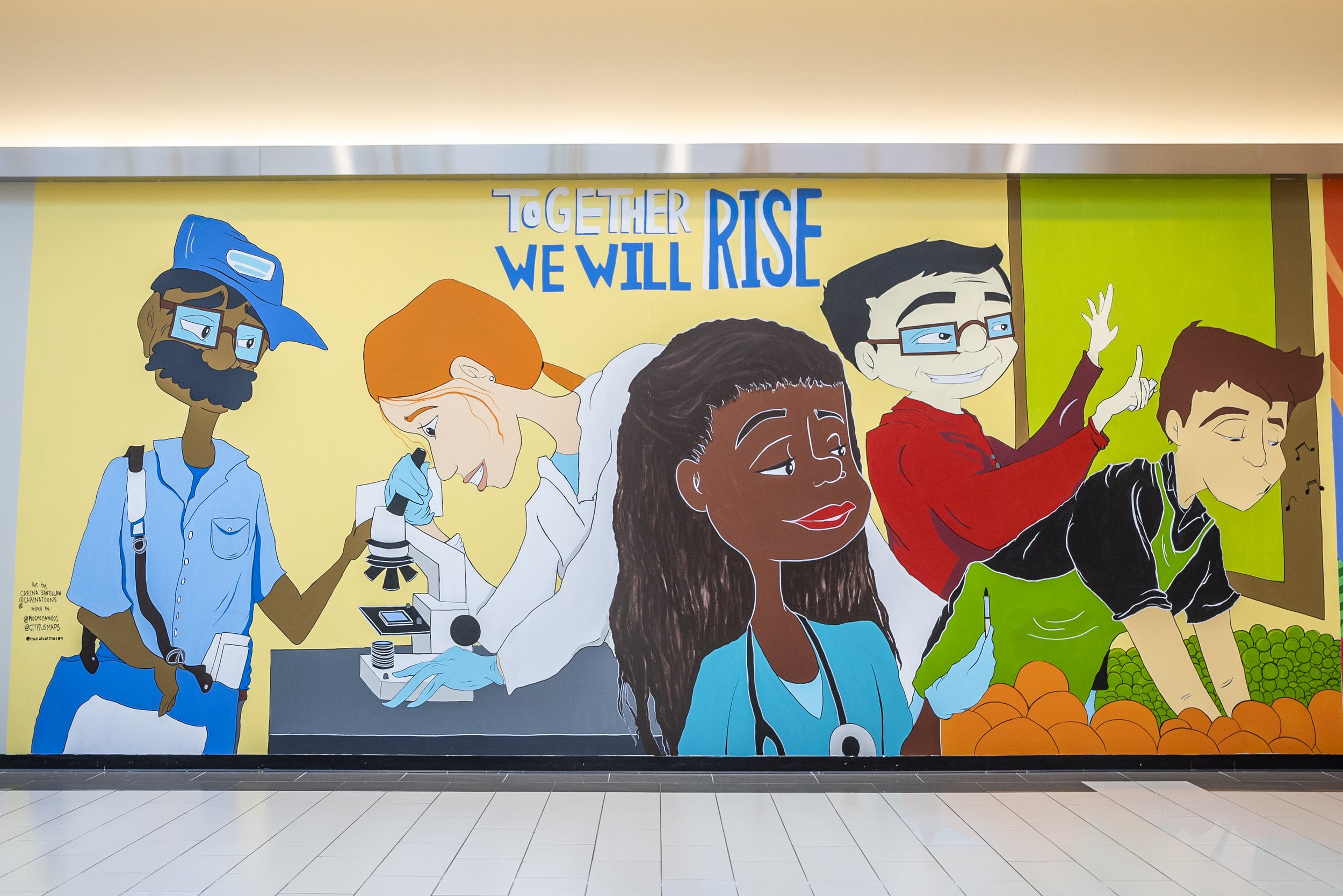  Mural painted by Carina Santillan at Manassas Mall. Photo by:  Sierra Guard/Creative Services/George Mason University 