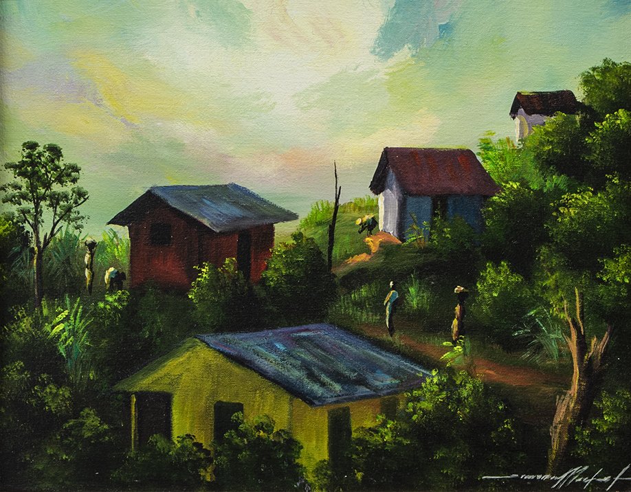 Michel_Simeon_Houses on a Hill at Dawn_before 1983_without_frame copy.jpg