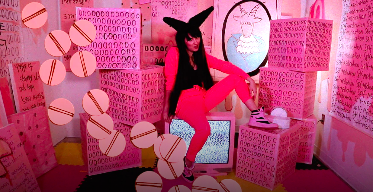 Still from artist StrangeLens' video "Goatface LA-LA LAND"