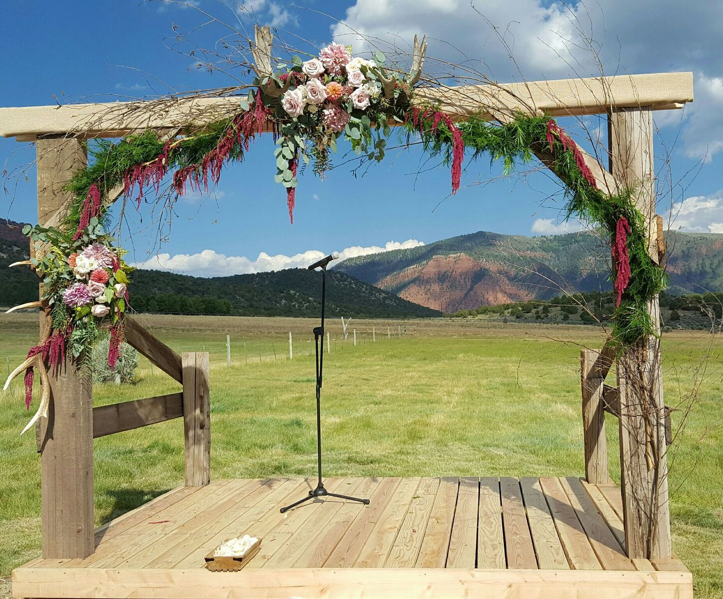 wedding arch flowers Rocky Mountains
