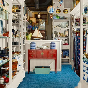 Hurlbutt Designs Portside retail store located in downtown Kennebunkport featuring coastal inspired decor, charming oddities and unique finds.