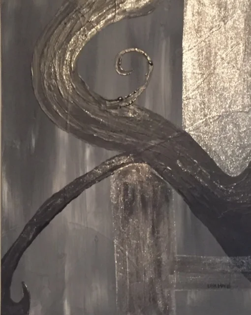 Black and Silver 24"x30" Acrylic on Canvas