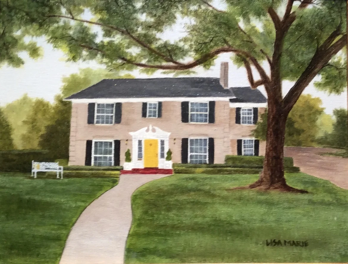 Davis's Home- Highland Park Dallas- 12"x14" Oil on Canvas