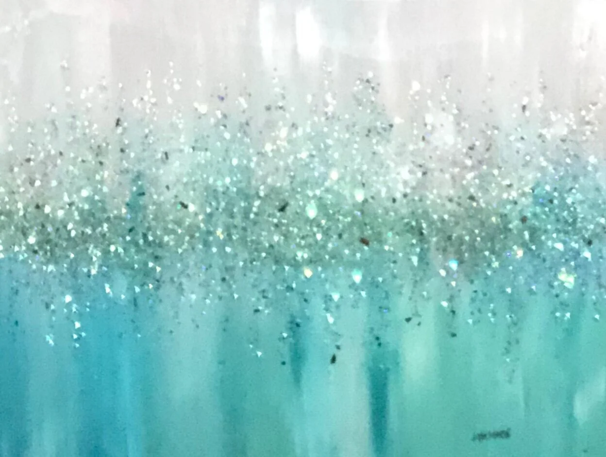 SOLD- 18"x24" Mixed Media Painting- Turquoise and Silver with resin