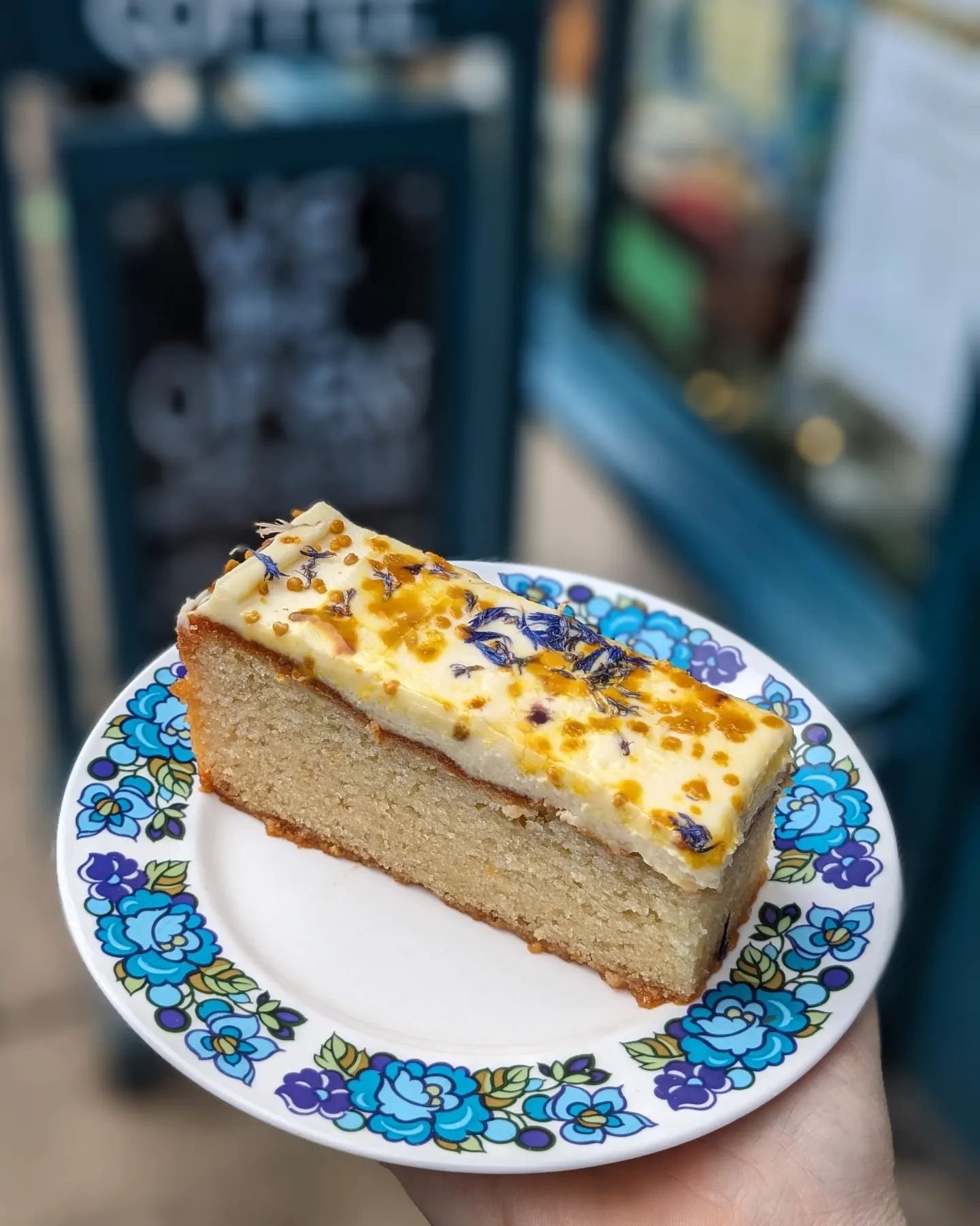 Honey &amp; Bergamot Cake is in the cabinet while stocks last! 

A new springtime special, with hints of Earl Grey tea and scattered with bee pollen and cornflower petals!