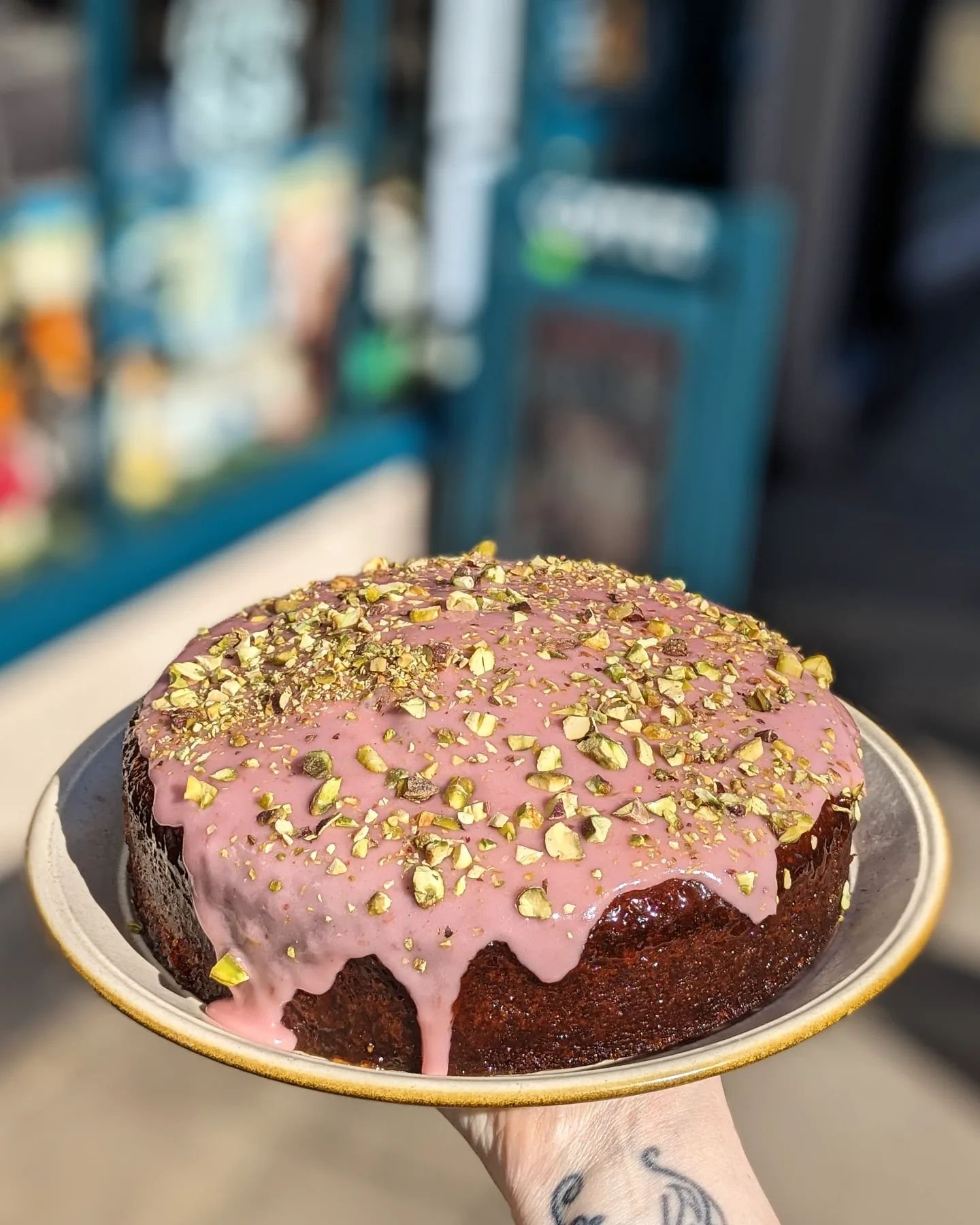 Pistachio &amp; Blood Orange Cake, courtesy of the @guardian Food Monthly magazine, is looking pretty in pink this morning!