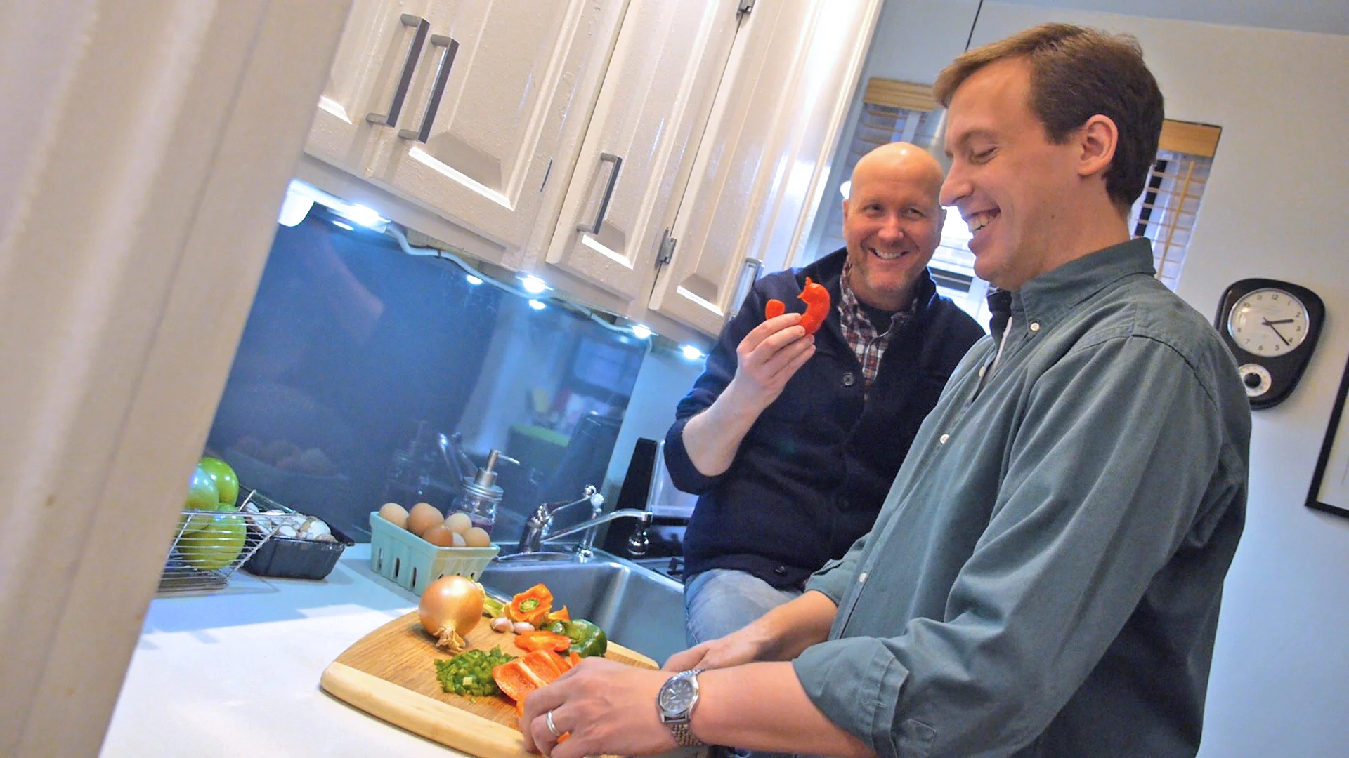 Enjoying preparing dinner together