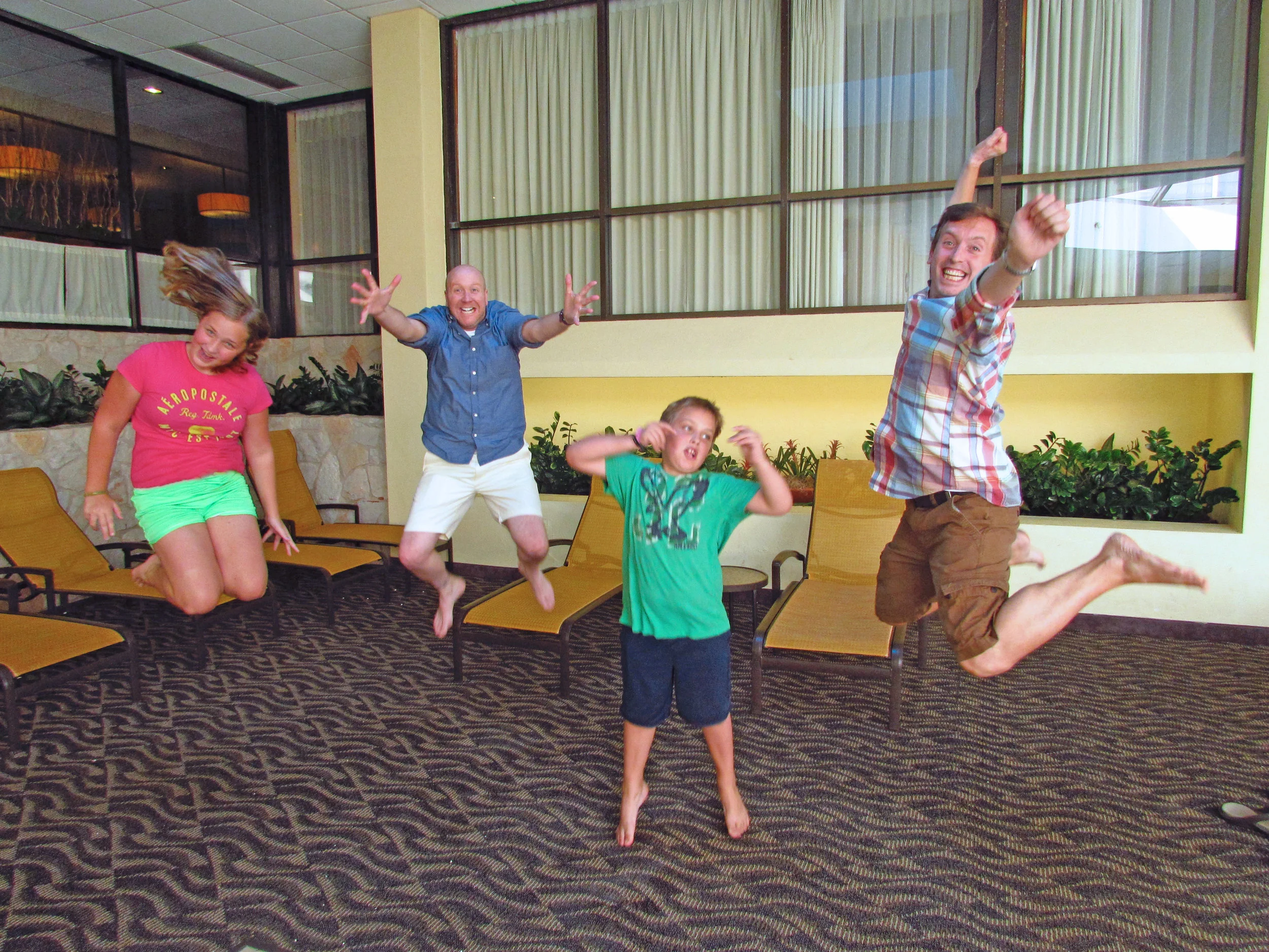 Jumping for joy with our niece and nephew, Annie & Riley