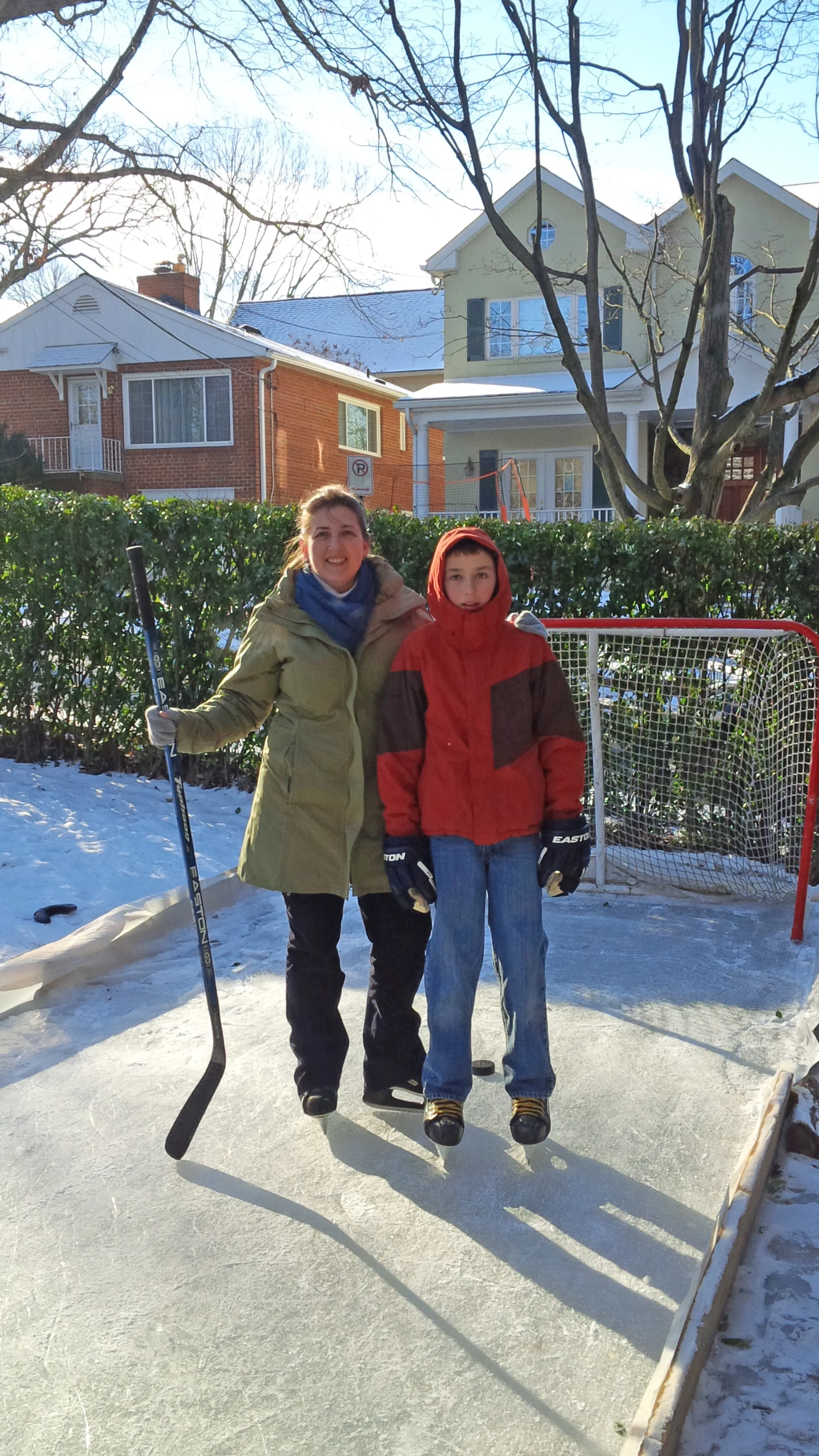 My nephew made this front yard ice rink!