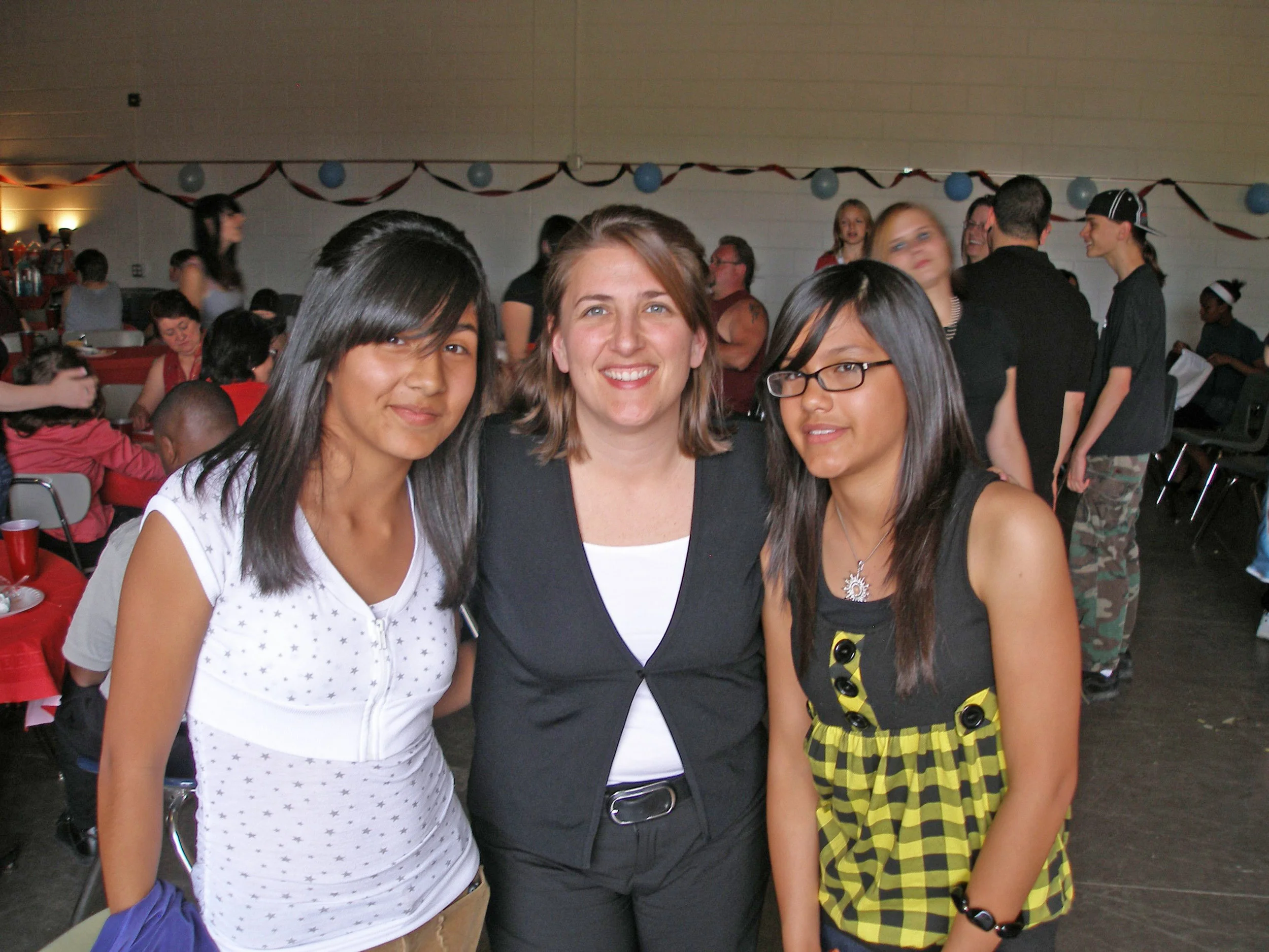 With two of my fantastic students who are in college now (I'm so proud!)