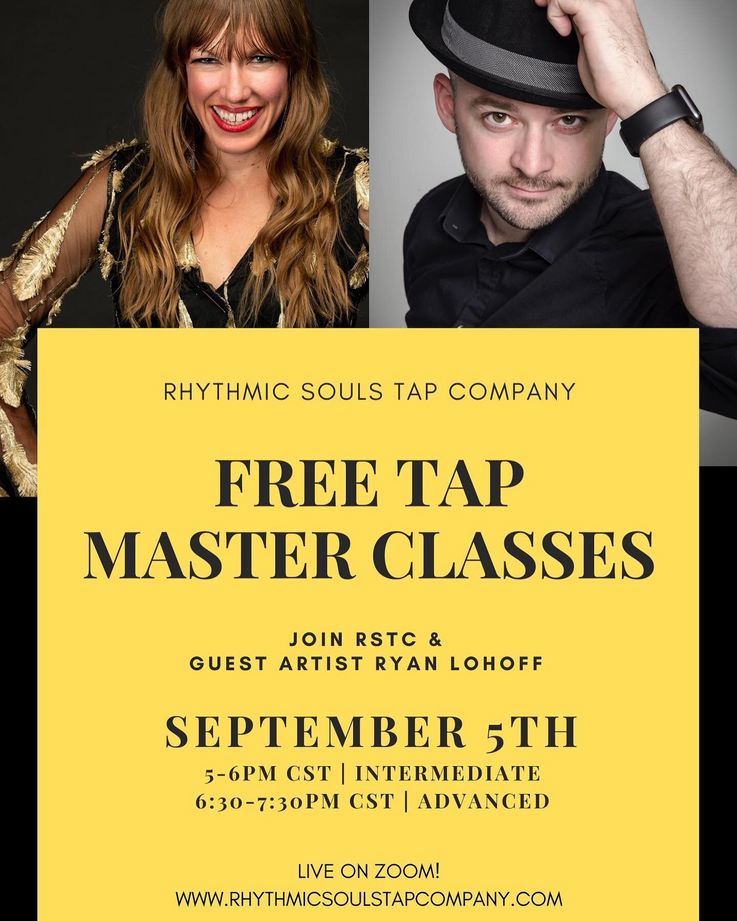 ⠀
🌟REGISTRATION NOW OPEN!!!🌟⠀
⠀
Join RSTC &amp; special guest @tapman83 for FREE Online Master Classes on September 5th!⠀
⠀
5-6pm CST Intermediate Tap⠀
6:30-7:30pm CST Advanced Tap⠀
⠀
Sign up through our website to secure your spot! Link in bio. Sp