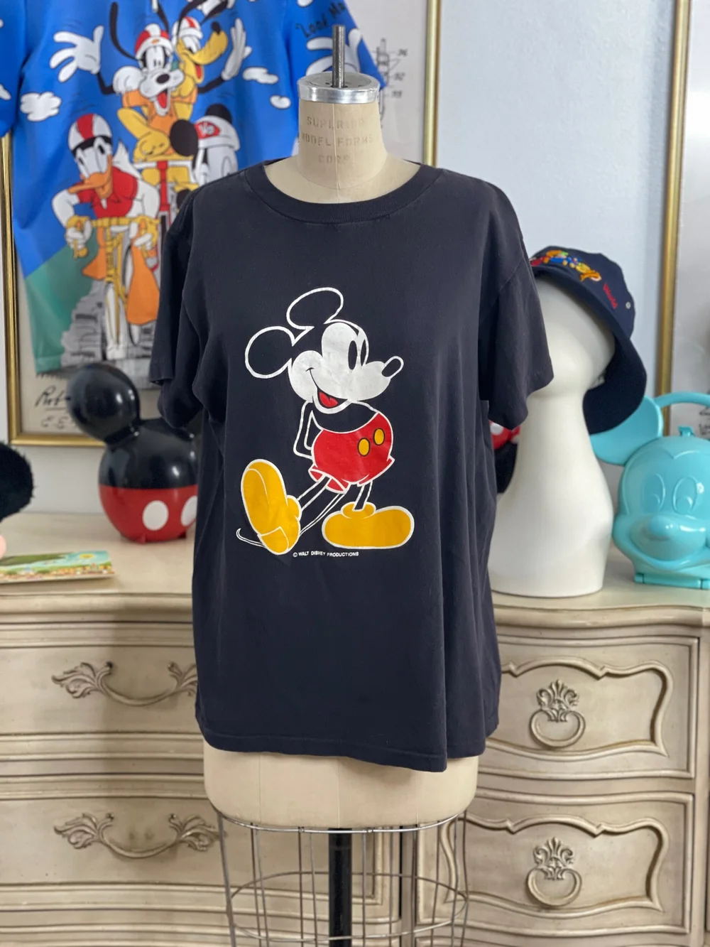 Authentic Disney Vintage Mickey Mouse Black Oversized T Shirt S L Rita Lane Vintage