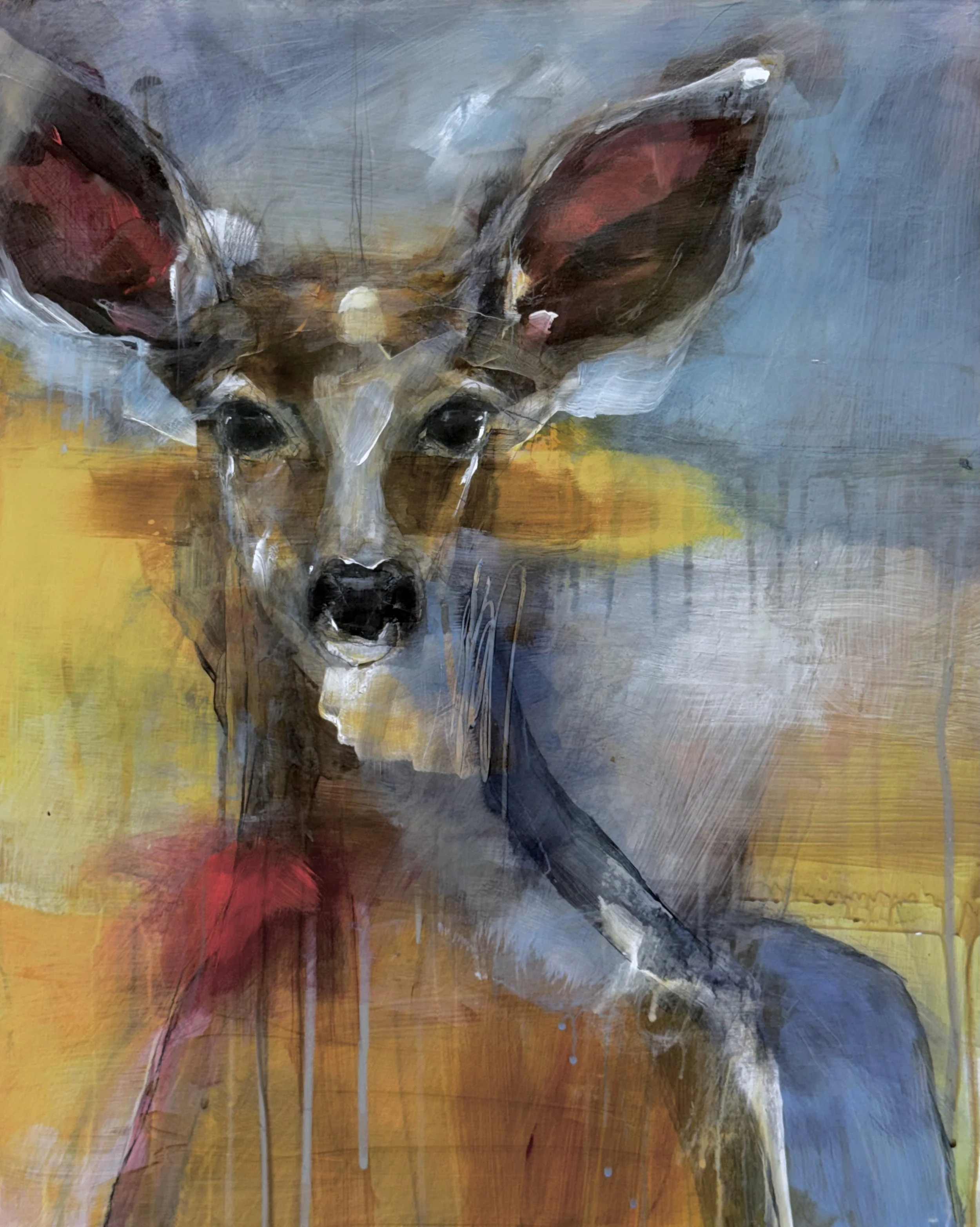 Born Listener 2025 acrylic, waxed pencil and graphite on clayboard 20x16 in.jpeg