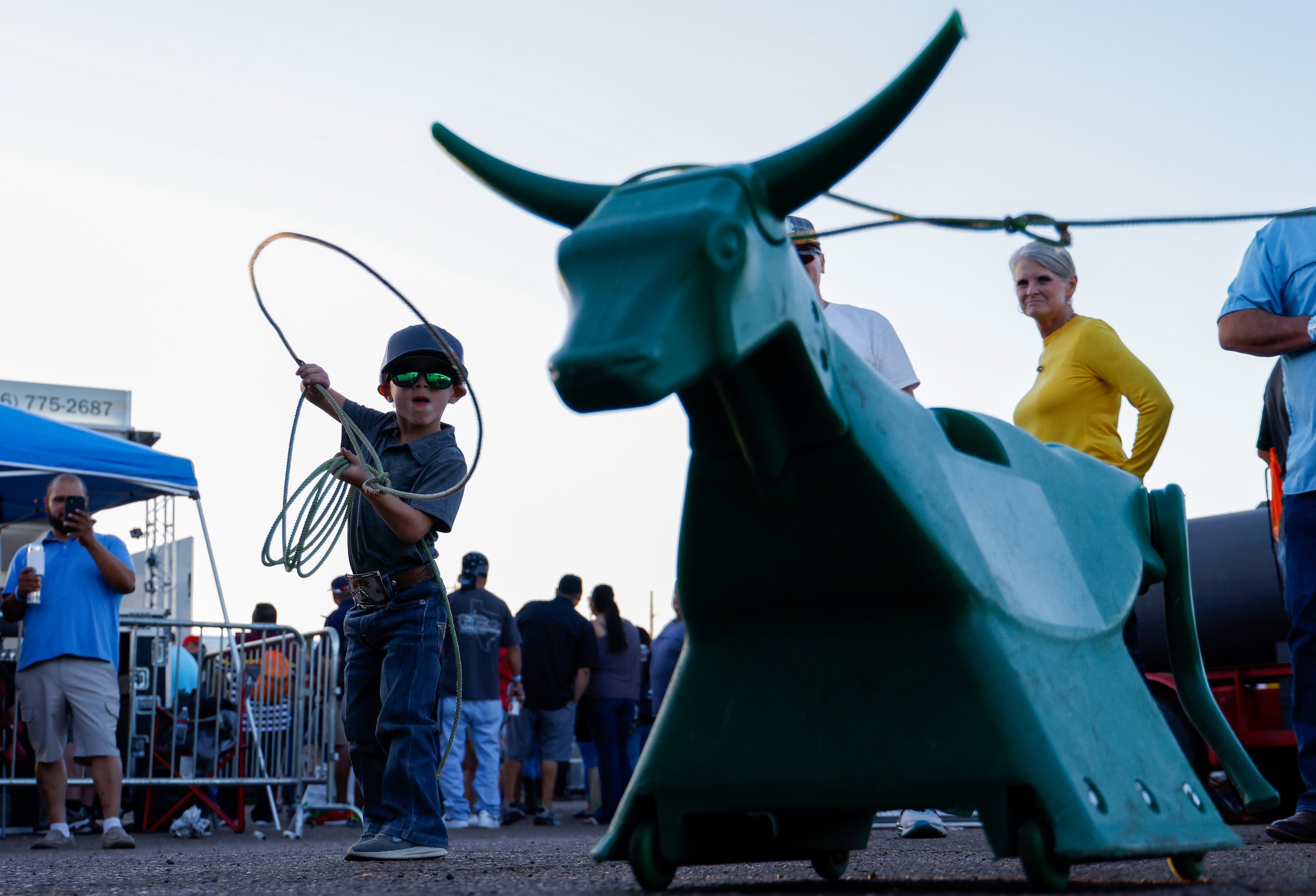  Bodee Burris ropes a dummy during the Hub City BBQ Fest on Thursday, Oct. 14, 2021 at the South Plains Fairgrounds in Lubbock, Texas. 