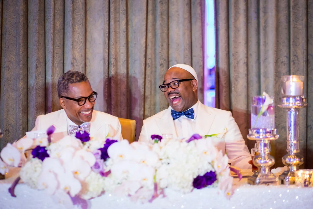 Terrace on the Park Wedding of purple and white flowers